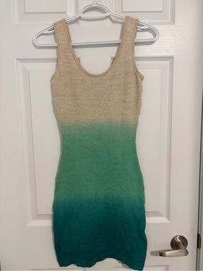 Marciano Ombre Tank Mini Dress in Cream and Teal